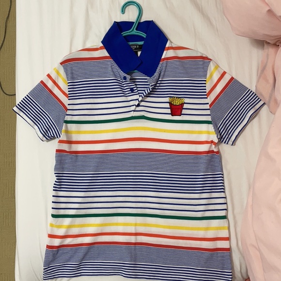 Forever 21 French Fry Patch Striped Polo - Picture 3 of 5